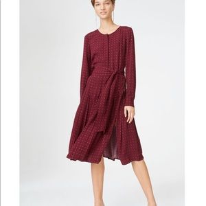 Club Monaco Red Print Tie Midi Dress